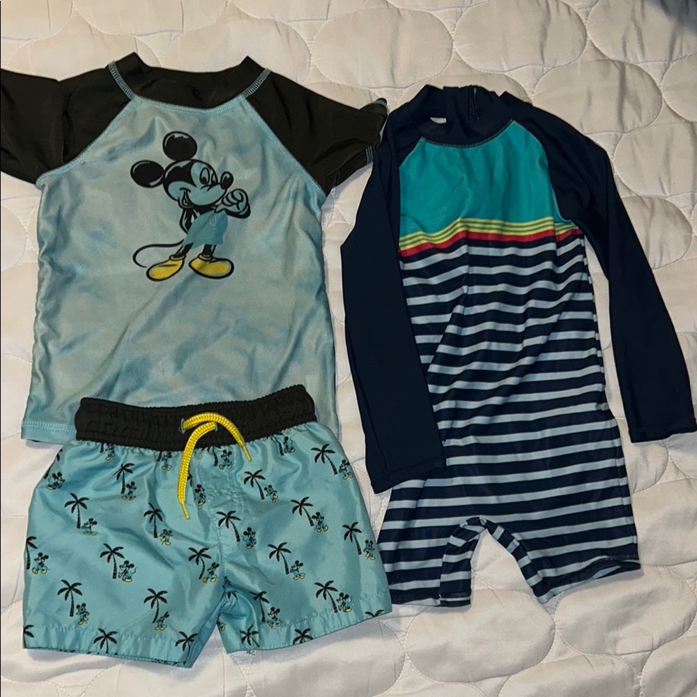 Toddler Boy Swim Set – Mickey Mouse 2T & Carter’s 24M Rash Guard